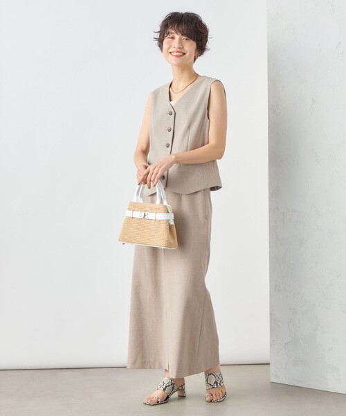 NOLLEY’S Sophi（ノーリーズソフィ）の「《セットアップ対応》ウォッシャブル麻調合繊ベスト（ベスト・レディース・ベージュ/ブラック・38）」の7枚目の写真