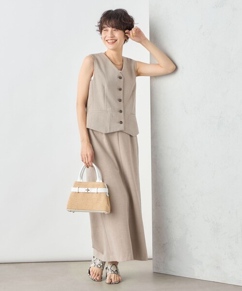 NOLLEY’S Sophi（ノーリーズソフィ）の「《セットアップ対応》ウォッシャブル麻調合繊ベスト（ベスト・レディース・ベージュ/ブラック・38）」の10枚目の写真