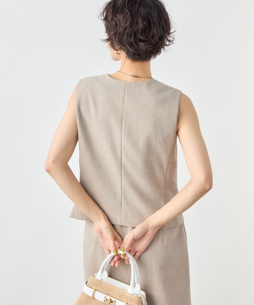 NOLLEY’S Sophi（ノーリーズソフィ）の「《セットアップ対応》ウォッシャブル麻調合繊ベスト（ベスト・レディース・ベージュ/ブラック・38）」の14枚目の写真