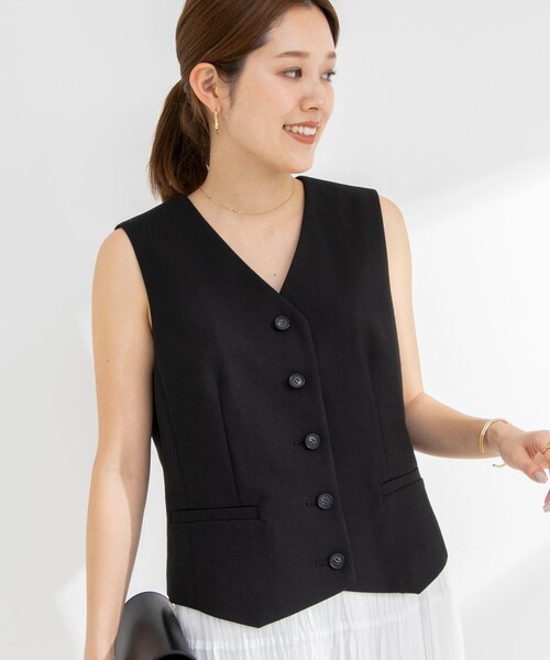 NOLLEY’S Sophi（ノーリーズソフィ）の「《セットアップ対応》ウォッシャブル麻調合繊ベスト（ベスト・レディース・ベージュ/ブラック・38）」の19枚目の写真