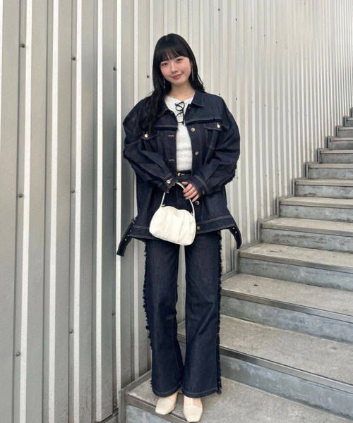 mellowneon（メロウネオン）の「フリンジデニムパンツ / SMサイズ展開 / セットアップ可能 / 高身長サイズ有り（デニムパンツ・レディース・ブルー・SMALL/MEDIUM）」の10枚目の写真