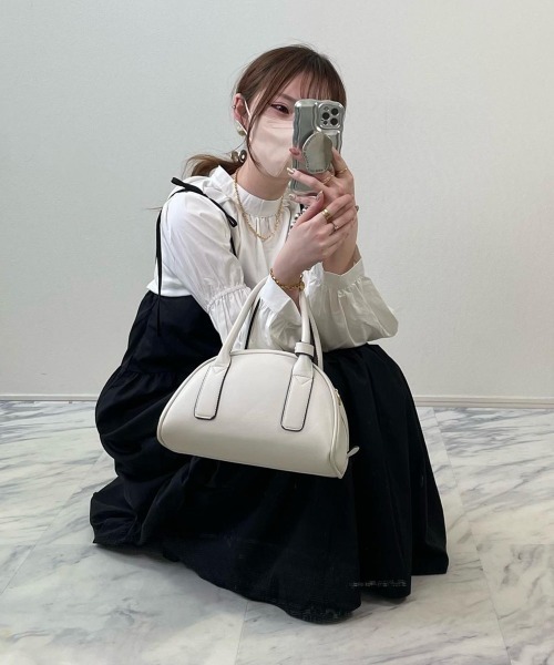 H.TOKYO(エイチトウキョウ)の「H.TOKYO × mimi / フェイクレザー ミニボストンバッグ/ハンドバッグ(ハンドバッグ・レディース・オフホワイト/モカ/ブラック・FREE)」の9枚目の写真