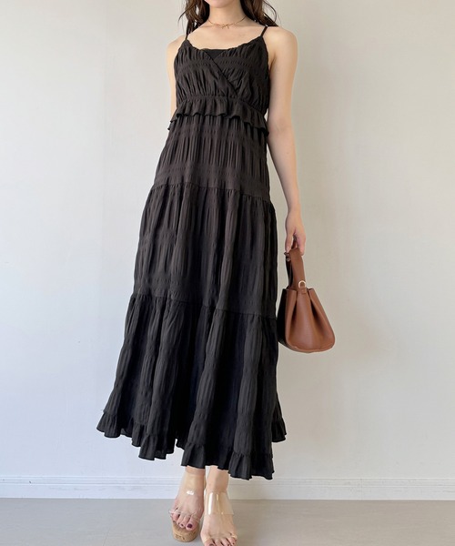 【2023】　プラージュ　Sheer Voile ティアードワンピース　ブラウン 2023】 プラージュ Sheer Voile ティアードワンピース ブラウン