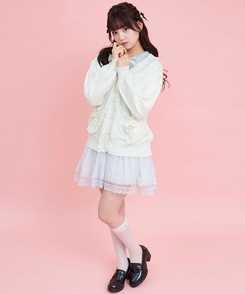 シークレットハニー Secret Honey ハートポケット付レースフリルカーディガン （ホワイト） 楽天市場】☆袖レースアップニットカーディガン7/1 10:00 マーク
