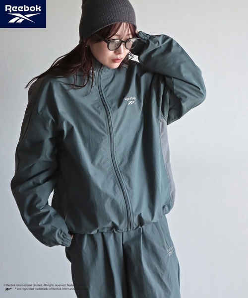 【美品】Reebok 別注スモールベクター刺繍裾ドロストナイロンジャケット ブルゾン ジャンバー 「Reebok/リーボック」 別注スモール