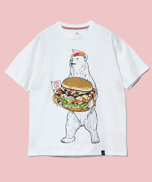 go slow caravan（ゴースローキャラバン）の「DOMDOM × gsc　USA/C カニバーガークマTEE（Tシャツ/カットソー・メンズ・ホワイト/ブラック・MEDIUM/LARGE/X-LARGE）」の2枚目の写真