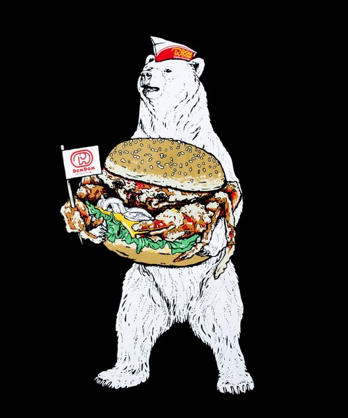 go slow caravan（ゴースローキャラバン）の「DOMDOM × gsc　USA/C カニバーガークマTEE（Tシャツ/カットソー・メンズ・ホワイト/ブラック・MEDIUM/LARGE/X-LARGE）」の5枚目の写真