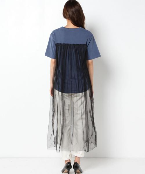 Another Edition(アナザーエディション)の「AEBC チュールドッキングPrt Tee◆(Tシャツ/カットソー・レディース・ブラック/ネイビー・フリー)」の11枚目の写真