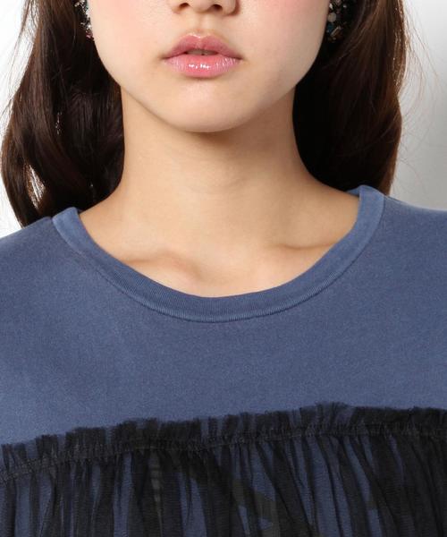 Another Edition(アナザーエディション)の「AEBC チュールドッキングPrt Tee◆(Tシャツ/カットソー・レディース・ブラック/ネイビー・フリー)」の15枚目の写真