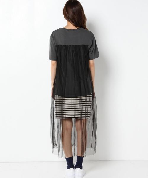 Another Edition(アナザーエディション)の「AEBC チュールドッキングPrt Tee◆(Tシャツ/カットソー・レディース・ブラック/ネイビー・フリー)」の13枚目の写真