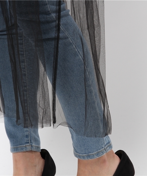 Another Edition(アナザーエディション)の「AEBC チュールドッキングPrt Tee◆(Tシャツ/カットソー・レディース・ブラック/ネイビー・フリー)」の8枚目の写真