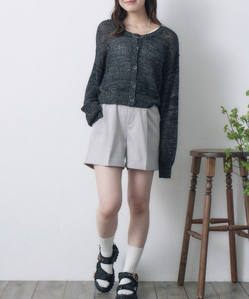 RETRO GIRL（レトロガール）の「ラメメッシュカーデ（ニット/セーター・レディース・オフホワイト/ライトブルー/ライトオレンジ系/ブラック・FREE）」の13枚目の写真