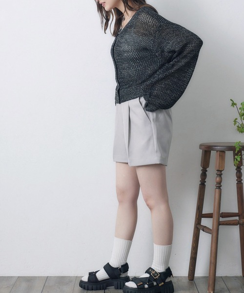 RETRO GIRL（レトロガール）の「ラメメッシュカーデ（ニット/セーター・レディース・オフホワイト/ライトブルー/ライトオレンジ系/ブラック・FREE）」の12枚目の写真