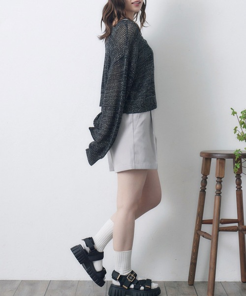 RETRO GIRL（レトロガール）の「ラメメッシュカーデ（ニット/セーター・レディース・オフホワイト/ライトブルー/ライトオレンジ系/ブラック・FREE）」の11枚目の写真