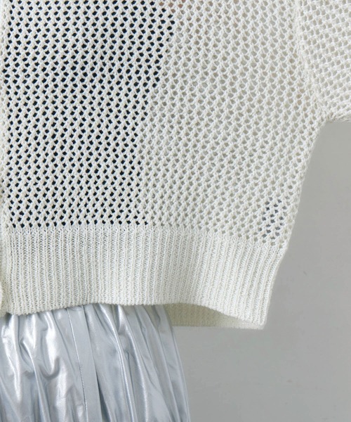 RETRO GIRL（レトロガール）の「ラメメッシュカーデ（ニット/セーター・レディース・オフホワイト/ライトブルー/ライトオレンジ系/ブラック・FREE）」の5枚目の写真