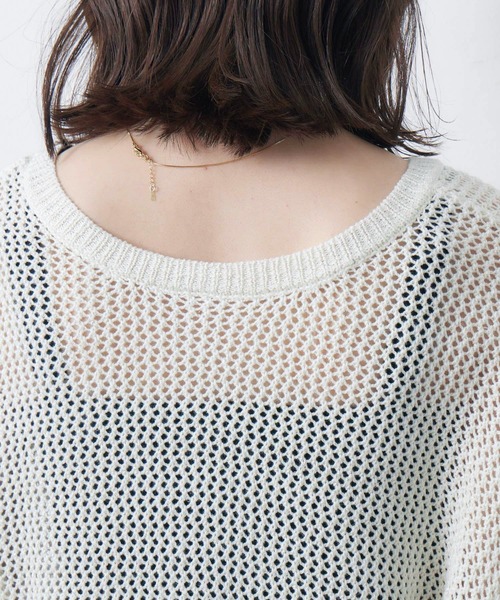 RETRO GIRL（レトロガール）の「ラメメッシュカーデ（ニット/セーター・レディース・オフホワイト/ライトブルー/ライトオレンジ系/ブラック・FREE）」の6枚目の写真