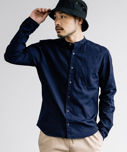 Rocky Monroe(ロッキーモンロー)の「日本製 国産 オックスフォードバンドカラー長袖シャツ(シャツ/ブラウス・メンズ・ホワイト/ネイビー/チャコール/ブラック/オリーブ/サックスブルー/ブルー/グレー・XL/L/M)」の6枚目の写真