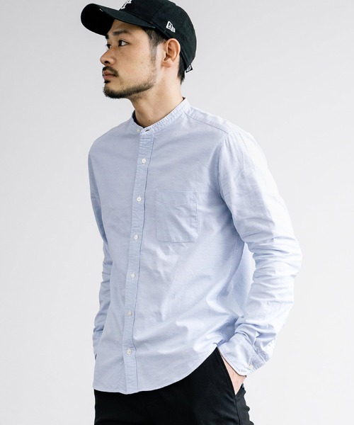 Rocky Monroe(ロッキーモンロー)の「日本製 国産 オックスフォードバンドカラー長袖シャツ(シャツ/ブラウス・メンズ・ホワイト/ネイビー/チャコール/ブラック/オリーブ/サックスブルー/ブルー/グレー・XL/L/M)」の7枚目の写真