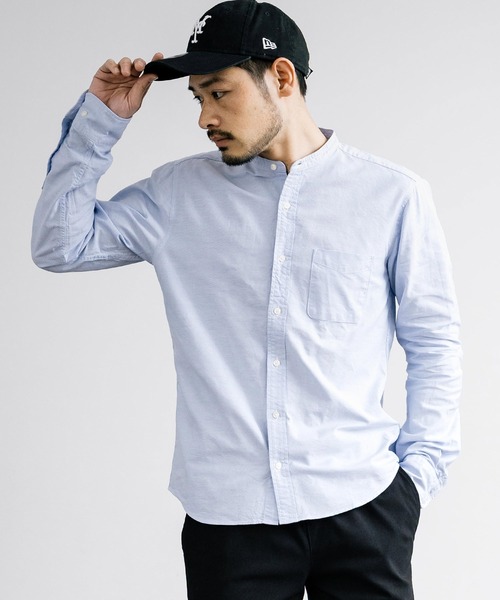 Rocky Monroe(ロッキーモンロー)の「日本製 国産 オックスフォードバンドカラー長袖シャツ(シャツ/ブラウス・メンズ・ホワイト/ネイビー/チャコール/ブラック/オリーブ/サックスブルー/ブルー/グレー・XL/L/M)」の17枚目の写真