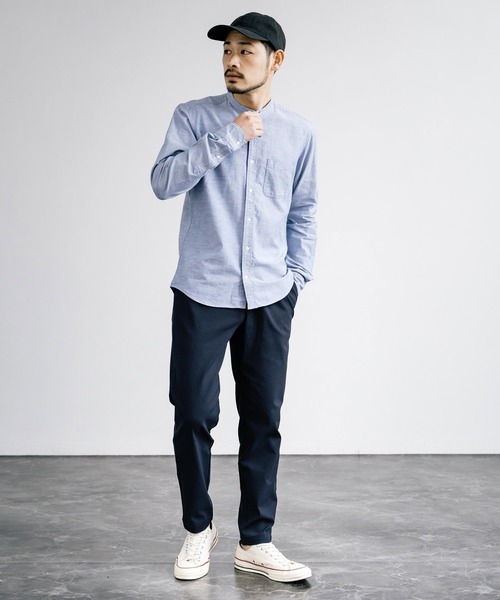 Rocky Monroe(ロッキーモンロー)の「日本製 国産 オックスフォードバンドカラー長袖シャツ(シャツ/ブラウス・メンズ・ホワイト/ネイビー/チャコール/ブラック/オリーブ/サックスブルー/ブルー/グレー・XL/L/M)」の21枚目の写真