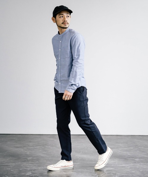 Rocky Monroe(ロッキーモンロー)の「日本製 国産 オックスフォードバンドカラー長袖シャツ(シャツ/ブラウス・メンズ・ホワイト/ネイビー/チャコール/ブラック/オリーブ/サックスブルー/ブルー/グレー・XL/L/M)」の22枚目の写真