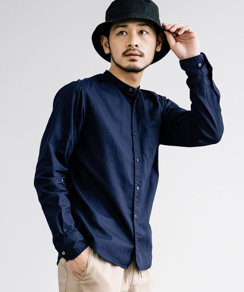 Rocky Monroe(ロッキーモンロー)の「日本製 国産 オックスフォードバンドカラー長袖シャツ(シャツ/ブラウス・メンズ・ホワイト/ネイビー/チャコール/ブラック/オリーブ/サックスブルー/ブルー/グレー・XL/L/M)」の14枚目の写真