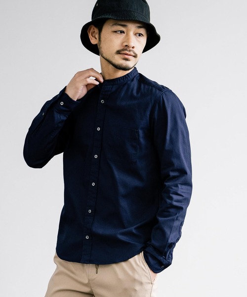 Rocky Monroe(ロッキーモンロー)の「日本製 国産 オックスフォードバンドカラー長袖シャツ(シャツ/ブラウス・メンズ・ホワイト/ネイビー/チャコール/ブラック/オリーブ/サックスブルー/ブルー/グレー・XL/L/M)」の15枚目の写真