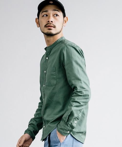 Rocky Monroe(ロッキーモンロー)の「日本製 国産 オックスフォードバンドカラー長袖シャツ(シャツ/ブラウス・メンズ・ホワイト/ネイビー/チャコール/ブラック/オリーブ/サックスブルー/ブルー/グレー・XL/L/M)」の12枚目の写真