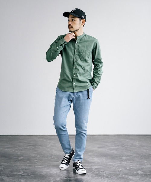 Rocky Monroe(ロッキーモンロー)の「日本製 国産 オックスフォードバンドカラー長袖シャツ(シャツ/ブラウス・メンズ・ホワイト/ネイビー/チャコール/ブラック/オリーブ/サックスブルー/ブルー/グレー・XL/L/M)」の13枚目の写真
