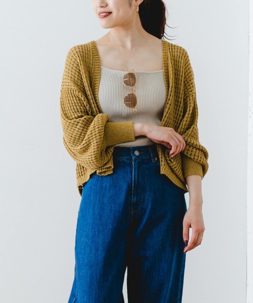 F by ROSSO（エフバイロッソ）の「F by ROSSO　メッシュ編みショートカーディガン（カーディガン/ボレロ・レディース・イエロー/ブラック/ライトベージュ・FREE）」の17枚目の写真
