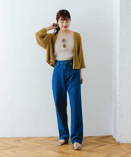 F by ROSSO（エフバイロッソ）の「F by ROSSO　メッシュ編みショートカーディガン（カーディガン/ボレロ・レディース・イエロー/ブラック/ライトベージュ・FREE）」の18枚目の写真