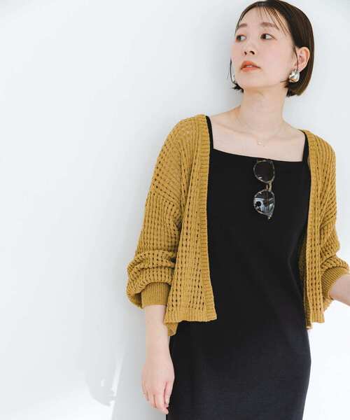 F by ROSSO（エフバイロッソ）の「F by ROSSO　メッシュ編みショートカーディガン（カーディガン/ボレロ・レディース・イエロー/ブラック/ライトベージュ・FREE）」の19枚目の写真