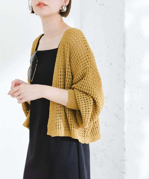 F by ROSSO（エフバイロッソ）の「F by ROSSO　メッシュ編みショートカーディガン（カーディガン/ボレロ・レディース・イエロー/ブラック/ライトベージュ・FREE）」の20枚目の写真