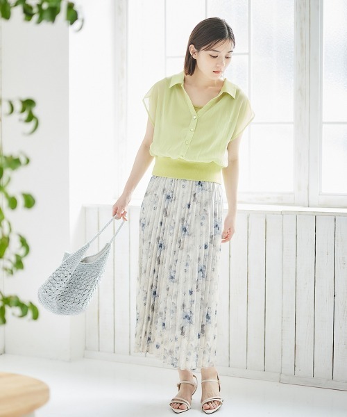 12Twelve Agenda（トゥエルブ　アジェンダ）の「インナー付シアーシャツフレンチスリーブプルオーバー（シャツ/ブラウス・レディース・アイボリー/ブラック/チャコールグレー/イエロー/ブルー・M）」の14枚目の写真