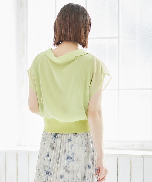 12Twelve Agenda（トゥエルブ　アジェンダ）の「インナー付シアーシャツフレンチスリーブプルオーバー（シャツ/ブラウス・レディース・アイボリー/ブラック/チャコールグレー/イエロー/ブルー・M）」の21枚目の写真