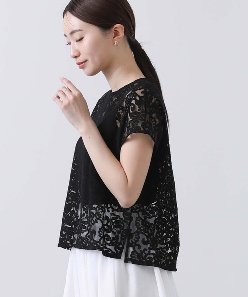 Gready Brilliant(グレディブリリアン)の「クラシックレースフレンチSVブラウス(シャツ/ブラウス・レディース・アイボリー/ブラック・38)」の18枚目の写真