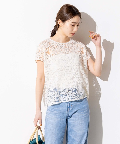 Gready Brilliant(グレディブリリアン)の「クラシックレースフレンチSVブラウス(シャツ/ブラウス・レディース・アイボリー/ブラック・38)」の7枚目の写真