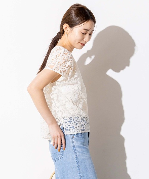 Gready Brilliant(グレディブリリアン)の「クラシックレースフレンチSVブラウス(シャツ/ブラウス・レディース・アイボリー/ブラック・38)」の8枚目の写真