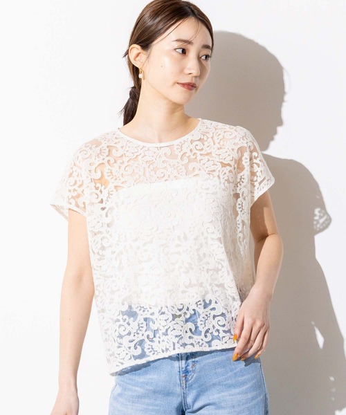 Gready Brilliant(グレディブリリアン)の「クラシックレースフレンチSVブラウス(シャツ/ブラウス・レディース・アイボリー/ブラック・38)」の10枚目の写真