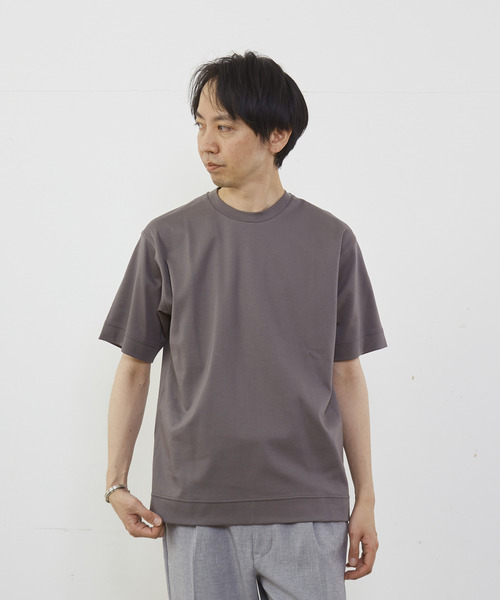 MEN'S MELROSE（メンズメルローズ）の「マーセライズドスムースクルーネックTシャツ（Tシャツ/カットソー・メンズ・ネイビー/キャメル/グレー/ホワイト・3/4/2）」の3枚目の写真