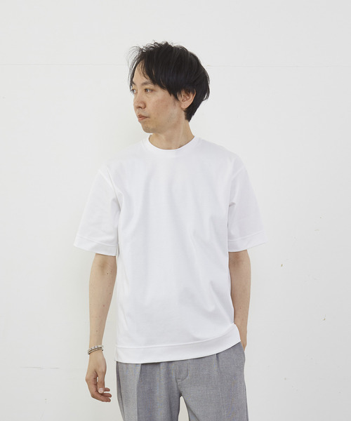 MEN'S MELROSE（メンズメルローズ）の「マーセライズドスムースクルーネックTシャツ（Tシャツ/カットソー・メンズ・ネイビー/キャメル/グレー/ホワイト・3/4/2）」の5枚目の写真