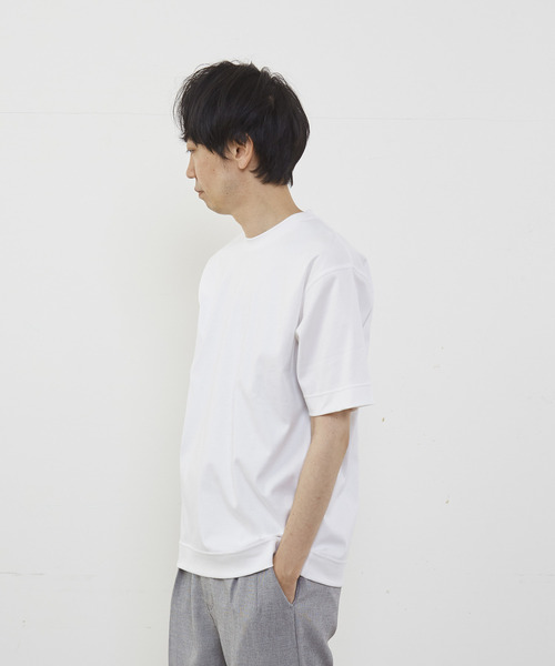 MEN'S MELROSE（メンズメルローズ）の「マーセライズドスムースクルーネックTシャツ（Tシャツ/カットソー・メンズ・ネイビー/キャメル/グレー/ホワイト・3/4/2）」の6枚目の写真