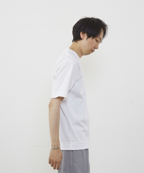 MEN'S MELROSE（メンズメルローズ）の「マーセライズドスムースクルーネックTシャツ（Tシャツ/カットソー・メンズ・ネイビー/キャメル/グレー/ホワイト・3/4/2）」の8枚目の写真