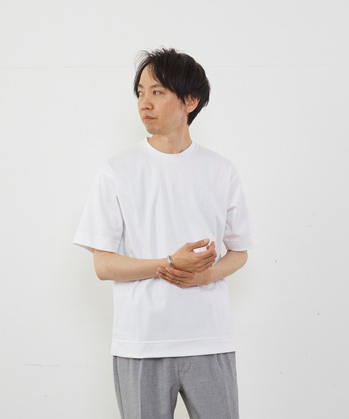 MEN'S MELROSE（メンズメルローズ）の「マーセライズドスムースクルーネックTシャツ（Tシャツ/カットソー・メンズ・ネイビー/キャメル/グレー/ホワイト・3/4/2）」の20枚目の写真