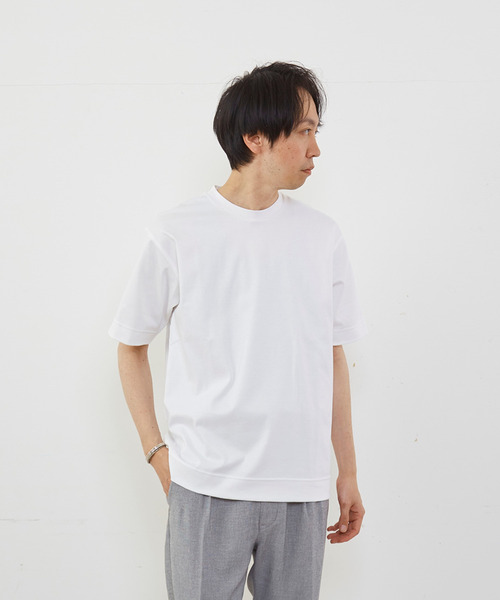 MEN'S MELROSE（メンズメルローズ）の「マーセライズドスムースクルーネックTシャツ（Tシャツ/カットソー・メンズ・ネイビー/キャメル/グレー/ホワイト・3/4/2）」の21枚目の写真