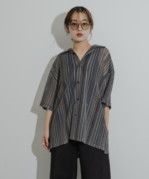 SENSE OF PLACE by URBAN RESEARCH(センスオブプレイスバイアーバンリサーチ)の「『ユニセックス』『洗濯可』アソートレースオープンカラーシャツ(5分袖)(シャツ/ブラウス・メンズ・その他4/その他6/その他1/その他3/その他2/その他5/その他8/その他7・SMALL/MEDIUM/LARGE)」の14枚目の写真