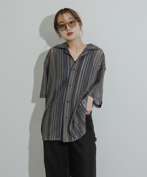 SENSE OF PLACE by URBAN RESEARCH(センスオブプレイスバイアーバンリサーチ)の「『ユニセックス』『洗濯可』アソートレースオープンカラーシャツ(5分袖)(シャツ/ブラウス・メンズ・その他4/その他6/その他1/その他3/その他2/その他5/その他8/その他7・SMALL/MEDIUM/LARGE)」の13枚目の写真