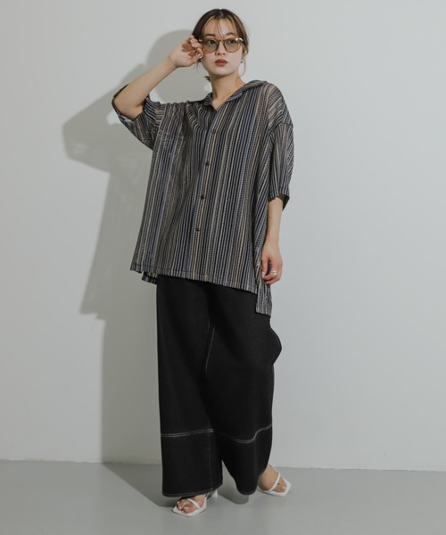 SENSE OF PLACE by URBAN RESEARCH(センスオブプレイスバイアーバンリサーチ)の「『ユニセックス』『洗濯可』アソートレースオープンカラーシャツ(5分袖)(シャツ/ブラウス・メンズ・その他4/その他6/その他1/その他3/その他2/その他5/その他8/その他7・SMALL/MEDIUM/LARGE)」の10枚目の写真