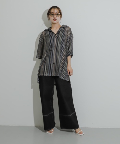 SENSE OF PLACE by URBAN RESEARCH(センスオブプレイスバイアーバンリサーチ)の「『ユニセックス』『洗濯可』アソートレースオープンカラーシャツ(5分袖)(シャツ/ブラウス・メンズ・その他4/その他6/その他1/その他3/その他2/その他5/その他8/その他7・SMALL/MEDIUM/LARGE)」の9枚目の写真