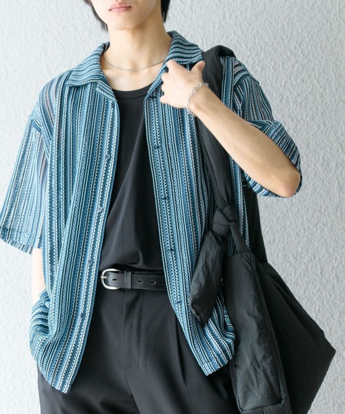 SENSE OF PLACE by URBAN RESEARCH(センスオブプレイスバイアーバンリサーチ)の「『ユニセックス』『洗濯可』アソートレースオープンカラーシャツ(5分袖)(シャツ/ブラウス・メンズ・その他4/その他6/その他1/その他3/その他2/その他5/その他8/その他7・SMALL/MEDIUM/LARGE)」の3枚目の写真